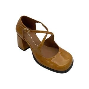 Intentionally Blank Women's Leather Cross Strap Pumps Honey - Medium